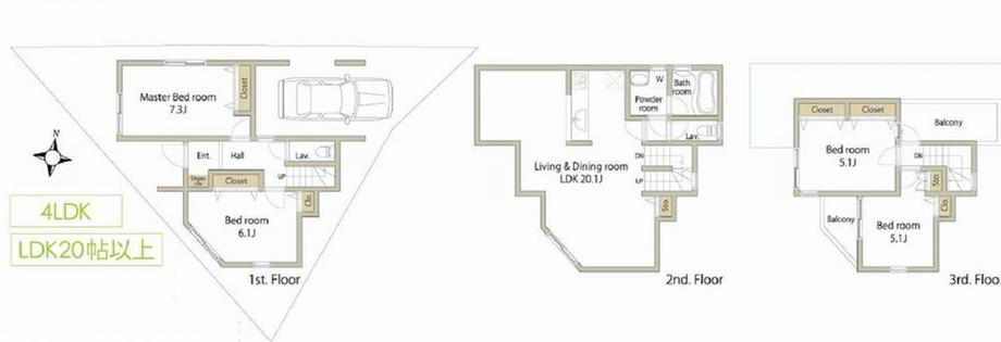 Compartment view + building plan example. Building plan example, Land price 39,800,000 yen, Land area 83.32 sq m