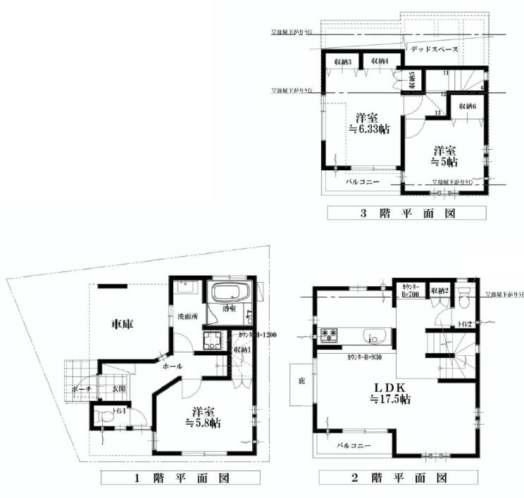Floor plan. (C Building), Price 49,800,000 yen, 3LDK, Land area 60.06 sq m , Building area 96.89 sq m