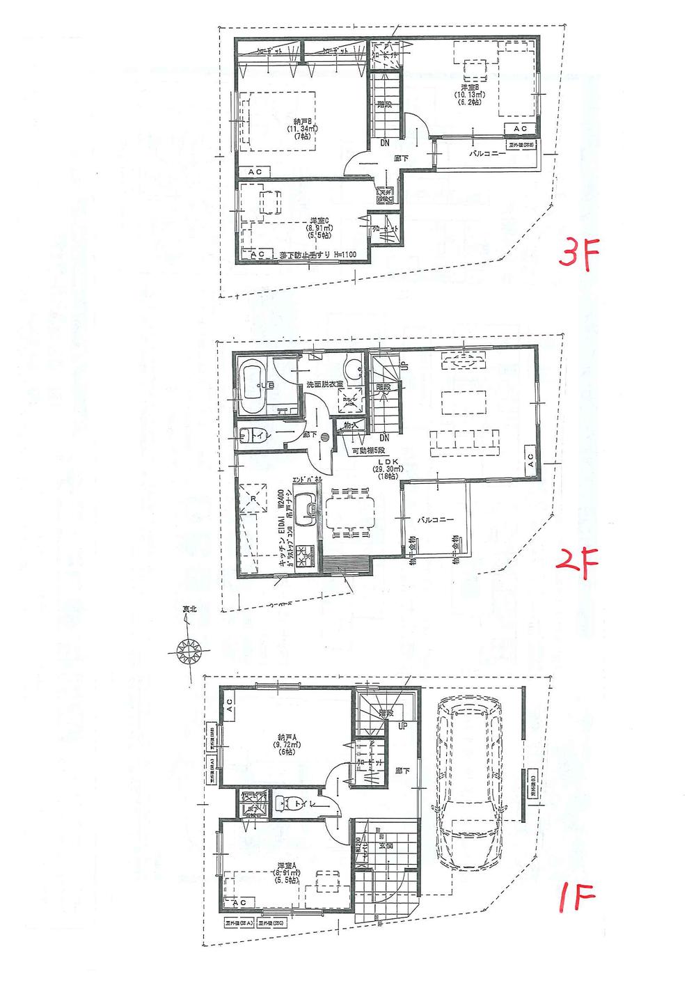 Floor plan. (D Building), Price 59,800,000 yen, 5LDK, Land area 61.07 sq m , Building area 121.16 sq m