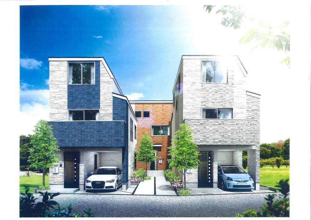 Rendering (appearance). (ABC Building) is Rendering newly built three buildings site.