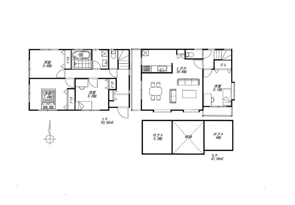 Floor plan. 39,800,000 yen, 4LDK, Land area 98.18 sq m , It has become a building area 99.97 sq m spacious 4LDK.
