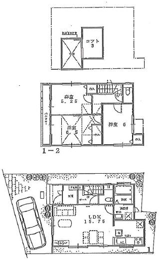 Floor plan. (1 Building), Price 47,800,000 yen, 3LDK, Land area 83.32 sq m , Building area 80.73 sq m