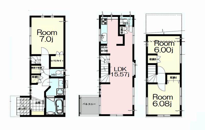 Floor plan. 49,800,000 yen, 3LDK, Land area 60.06 sq m , Building area 96.89 sq m
