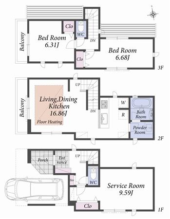 Building plan example (floor plan). Reference plan floor plan 13.8 million yen ・ 89.43 sq m  ・ A Building