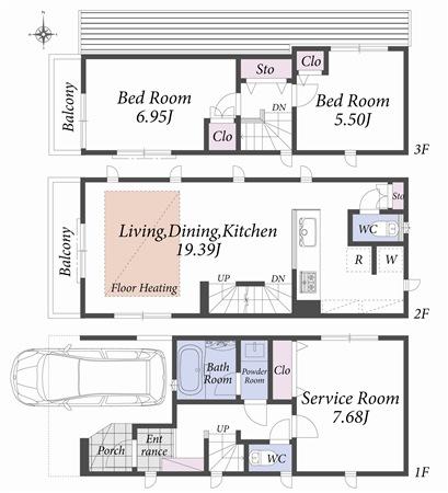 Building plan example (floor plan). Reference plan floor plan 13.8 million yen ・ 89.41 sq m  ・ C Building
