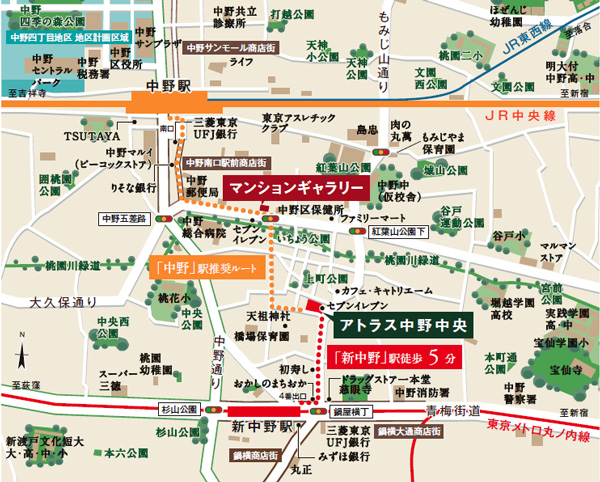 Surrounding environment. Local entered from the main street in the back, It is a calm residential neighborhood of the hill. (local ・ Mansion gallery guide map)