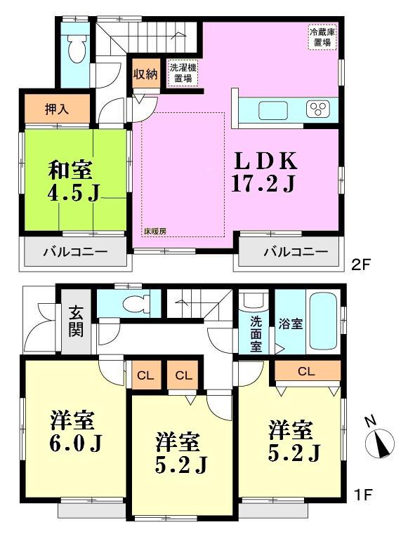 Floor plan. 49,800,000 yen, 4LDK, Land area 89.84 sq m , Building area 88.6 sq m