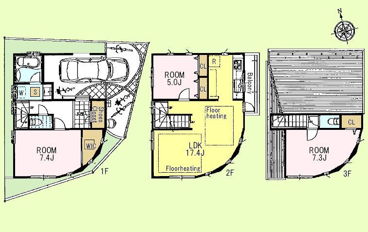 Floor plan. (C Building), Price 44,800,000 yen, 3LDK, Land area 70.11 sq m , Building area 101.04 sq m