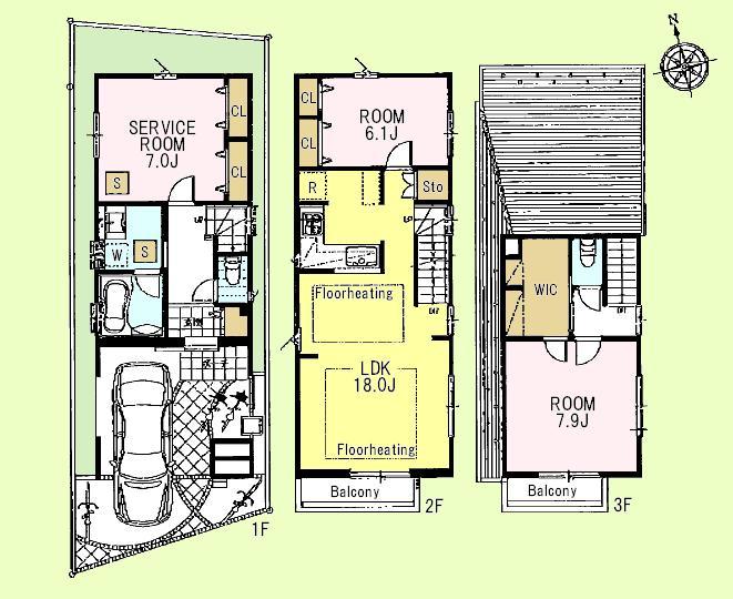 Floor plan. (A Building), Price 40,800,000 yen, 2LDK+S, Land area 72.12 sq m , Building area 115.55 sq m