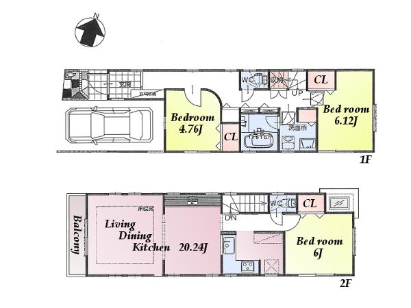 Building plan example (floor plan). Building plan example building price 1560 Ten thousand yen, Building area 90.47 sq m