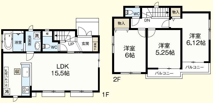 Floor plan. (D Building), Price 42,800,000 yen, 3LDK, Land area 89.58 sq m , Building area 75.97 sq m