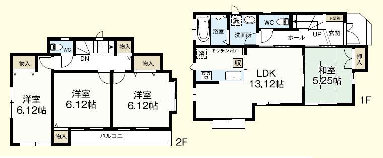 Floor plan. (B Building), Price 48,800,000 yen, 4LDK, Land area 85 sq m , Building area 88.29 sq m