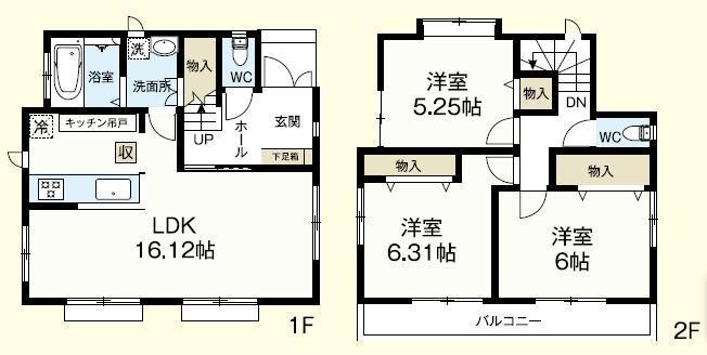 Floor plan. (A Building), Price 47,800,000 yen, 3LDK, Land area 88.56 sq m , Building area 80.52 sq m