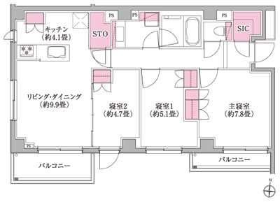 Floor: 3LDK + SIC + STO, the occupied area: 75.34 sq m