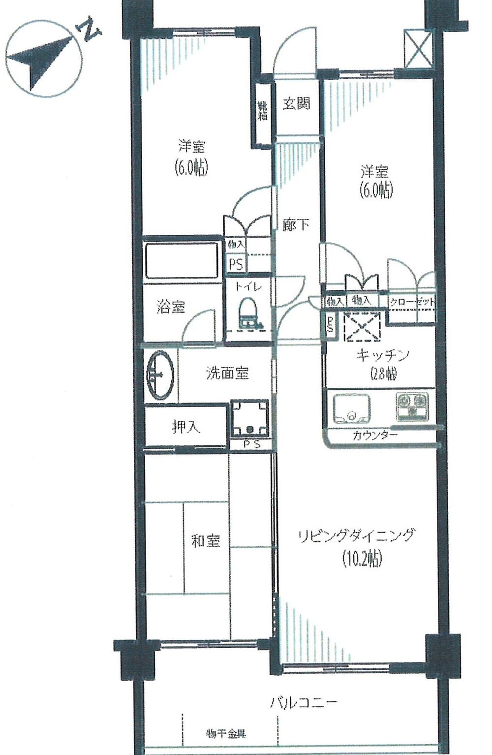 Floor plan. 3LDK, Price 46,800,000 yen, Occupied area 68.24 sq m , Frog balcony area 10.3 sq m Pets, Is a large 3LDK (there the provisions of the convention). 2004 built in because the barrier free housing, By all means please see once.
