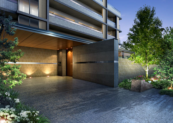 Shared facilities.  [Entrance was design the design of stance] Entrance approach that becomes the face of the mansion. Its facade is, Nestled a transverse wall that continues until the sleeve wall and an on-site projecting increases toward the street, It drew a look of regal stance. On the wall surface, Adopted the design of the horizontal line, respectively, Develop a design with a sense of unity with the appearance. Also, Vertical wall has been raised to create a sequence of space (continuity) in be extended to the building. (Entrance Rendering)