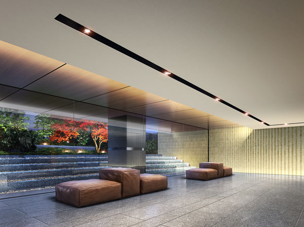 Shared facilities.  [It invites in the spirit of the open field, Three approaches space] Common portion constituted by three spatial. Sakura Lounge, It was provided with a picture window overlooking the cherry large DBH. Nestled the bench in the Four Seasons lounge that expresses a sense of unity with the courtyard, It directs space of rest. Also, Elevator hall is by changing the entrance of the orientation on the first floor and each dwelling unit floor, From each dwelling unit floor it was considered so 's elementary school of trees on the north side can be expected. (Except for the first floor dwelling unit) (A Four Seasons lounge Rendering)