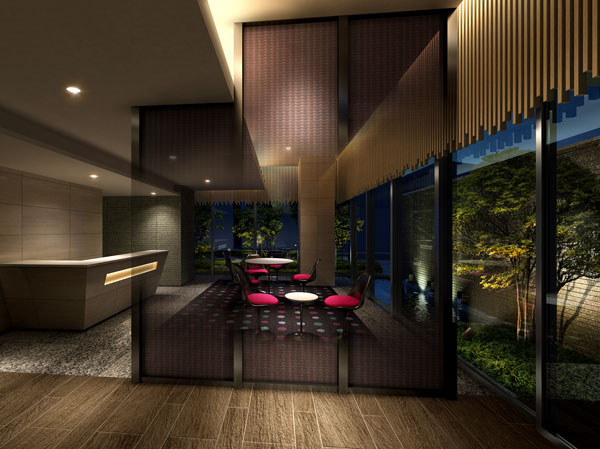 Buildings and facilities. Lounge moisturize some planting in scenic backdrop is, Specification full of dignity worthy of the mansion. Unified color scheme, By manipulating the reflection of light to a fine, The gimmick that will change the impression by the time. Each other's design is the design of space that resonates. (Lounge Rendering)