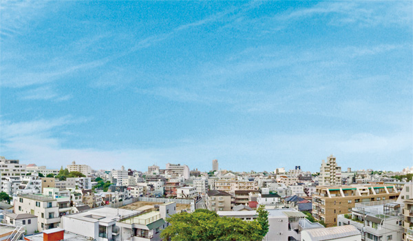 Surrounding environment. It spreads gentle scenery of Suginami to the west.