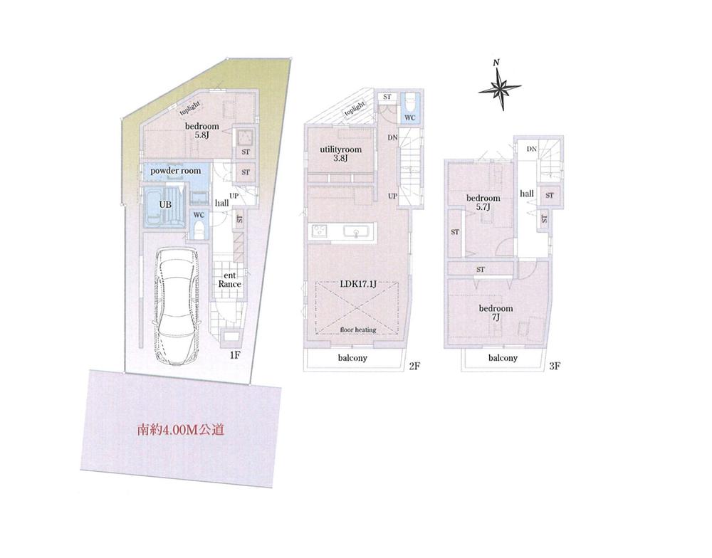 Floor plan. 52,800,000 yen, 3LDK + S (storeroom), Land area 67.43 sq m , Building area 112.19 sq m