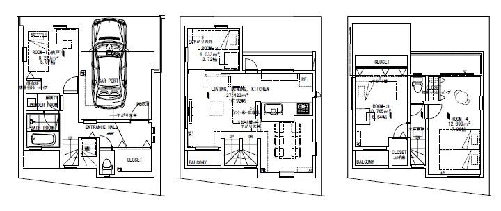 Floor plan. (D Building), Price 53,800,000 yen, 4LDK, Land area 60.02 sq m , Building area 95.89 sq m