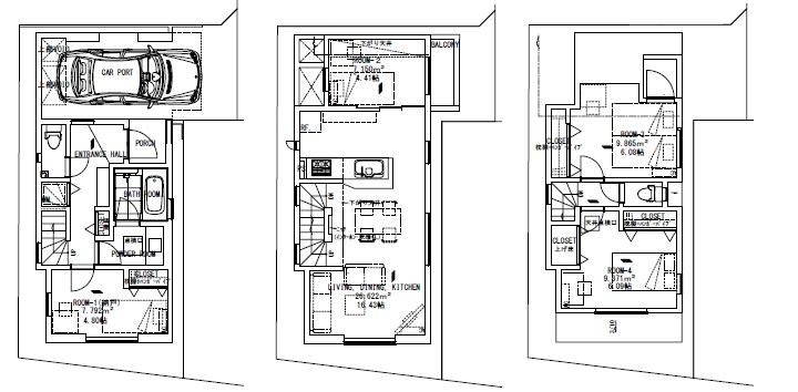 Floor plan. (E Building), Price 51,800,000 yen, 4LDK, Land area 60.46 sq m , Building area 91.48 sq m