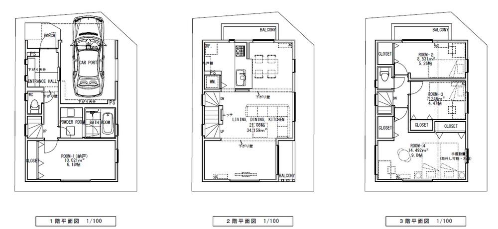 Floor plan. 66,800,000 yen, 4LDK, Land area 64.57 sq m , Building area 115.53 sq m