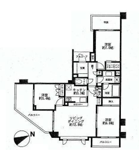 Floor plan. 3LDK, Price 49,800,000 yen, Occupied area 76.42 sq m , Balcony area 15.25 sq m