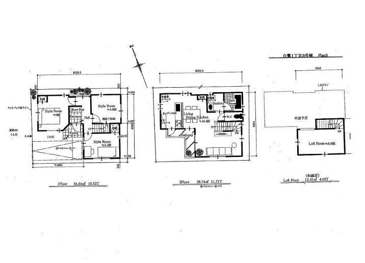 Building plan example (floor plan). Building plan example (B compartment) 3LDK, Land price 35,500,000 yen, Land area 65 sq m , Building price 14.8 million yen, Building area 86.93 sq m