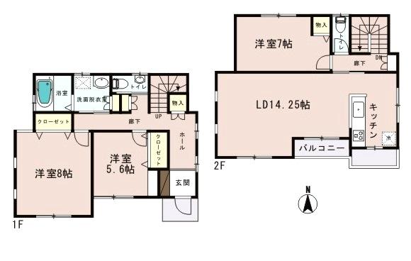 Floor plan. (B Building), Price 51,800,000 yen, 3LDK, Land area 102.61 sq m , Building area 96.05 sq m