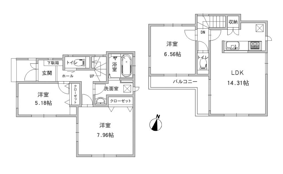 Floor plan. 47,800,000 yen, 3LDK, Land area 74.76 sq m , Building area 80.84 sq m floor plan