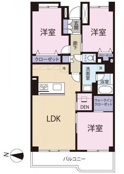 Floor plan. 3LDK, Price 36,800,000 yen, Occupied area 78.13 sq m , Balcony area 10.64 sq m
