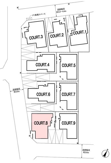 The entire compartment Figure. So start driving people the sun and wind to the dwelling unit, Devising the placement of parking spaces. To minimize the sun that is blocked by the next building, Bright and warm even in winter, Produce a comfortable life (whole section view)