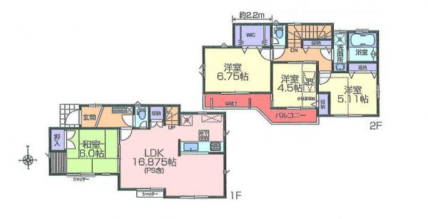 Floor plan. 56,800,000 yen, 4LDK, Land area 93.48 sq m , Building area 93.16 sq m