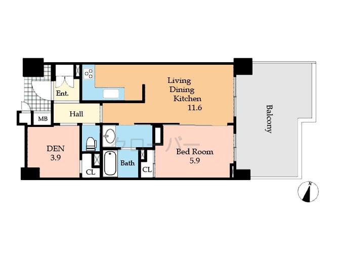 Floor plan. 1LDK+S, Price 27,800,000 yen, Occupied area 48.98 sq m , Balcony area 19.06 sq m