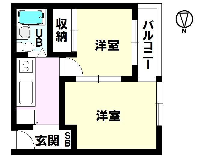 Floor plan. 2K, Price 12.5 million yen, Occupied area 24.95 sq m