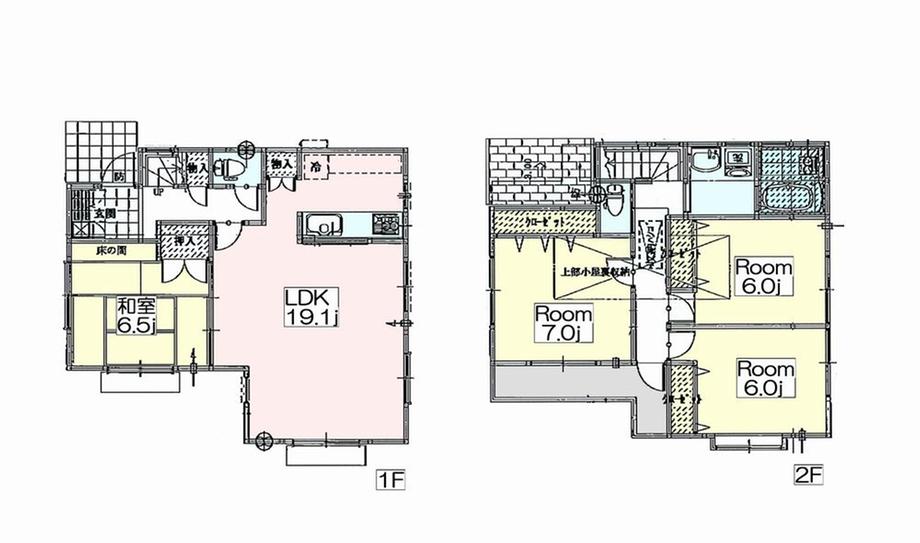Floor plan. 55,800,000 yen, 4LDK, Land area 104.31 sq m , 4LDK of building area 101.04 sq m with a Japanese-style room