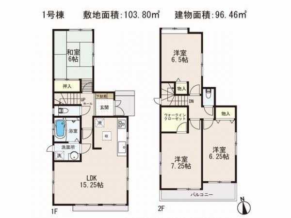 Floor plan. 52,500,000 yen, 4LDK, Land area 103.8 sq m , Building area 96.46 sq m