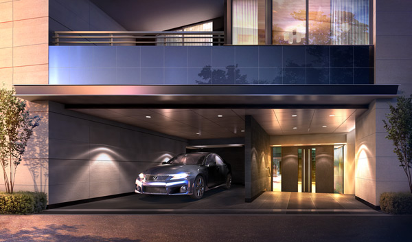 Buildings and facilities. And step into one step foot in the building, It is wrapped in elegance and usual sense of security. We kept in mind such a public space. (Entrance Rendering)