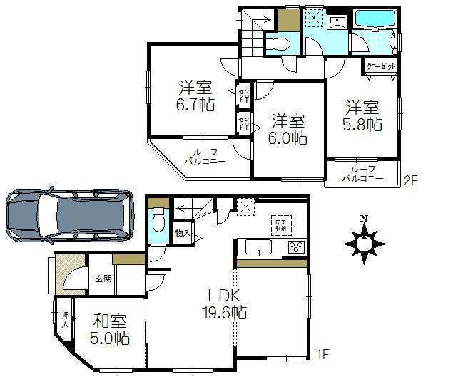 Floor plan. (4 Building), Price 55,800,000 yen, 4LDK, Land area 83.13 sq m , Building area 95.17 sq m