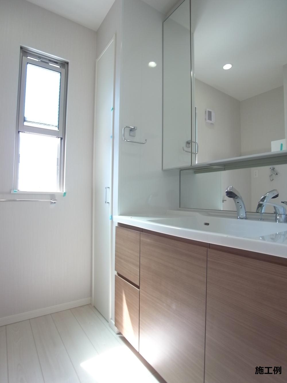 Wash basin, toilet. Example of construction