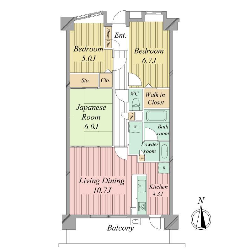 Floor plan. 3LDK, Price 41,500,000 yen, Occupied area 75.13 sq m , Balcony area 11.26 sq m