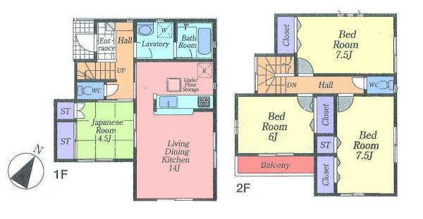 Floor plan. 49,800,000 yen, 4LDK, Land area 97.98 sq m , Building area 93.96 sq m