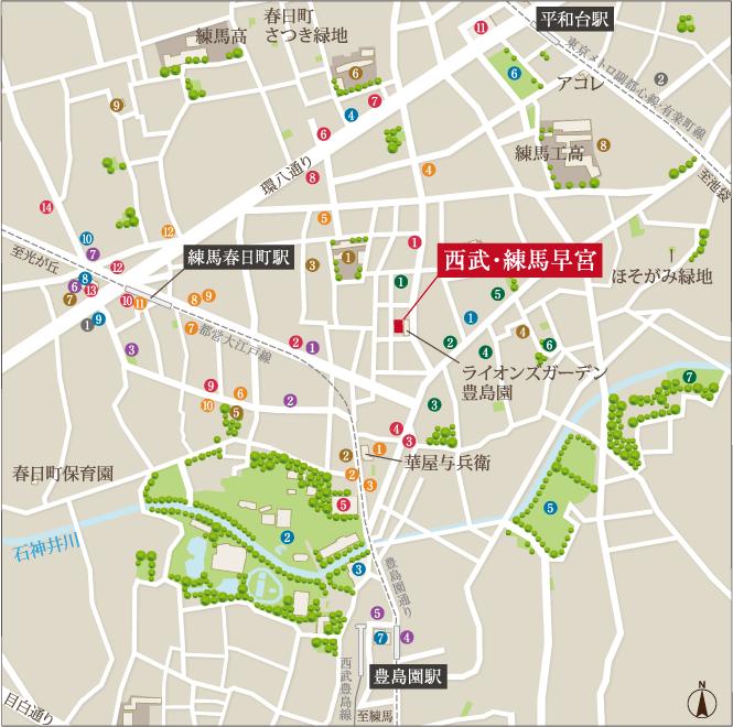 Local guide map. 3 location was blessed that you can use the station. Also fulfilling life convenience facility