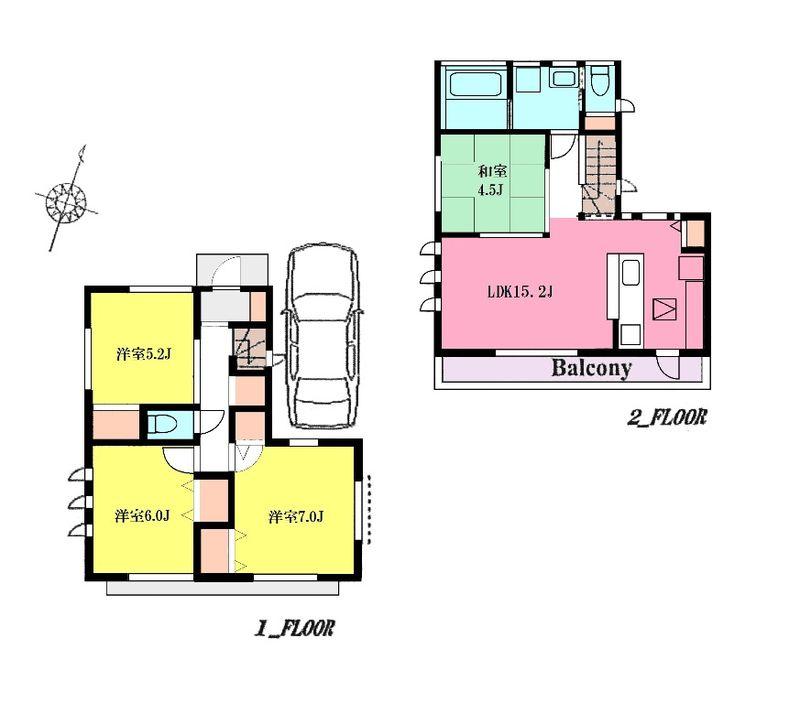 Floor plan. 41,800,000 yen, 4LDK, Land area 87.3 sq m , Building area 86.94 sq m Hoya New construction
