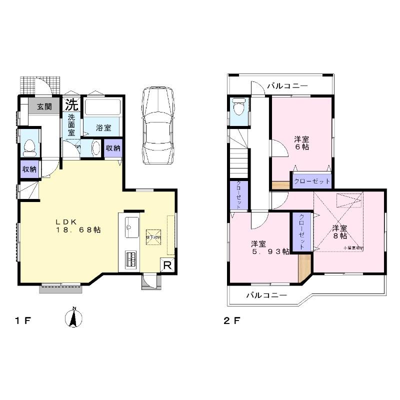 Floor plan. 51,800,000 yen, 3LDK, Land area 88.17 sq m , Building area 88.08 sq m