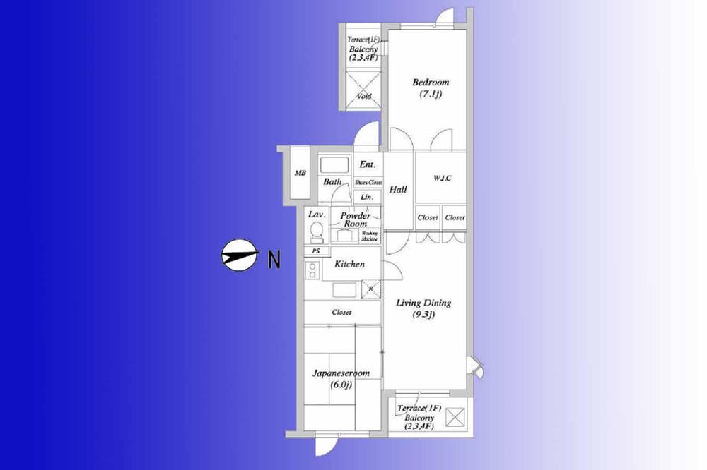 Floor plan. 2LDK, Price 28.5 million yen, Occupied area 61.13 sq m , Balcony area 5.77 sq m   [A window to the entire room 2LDK]