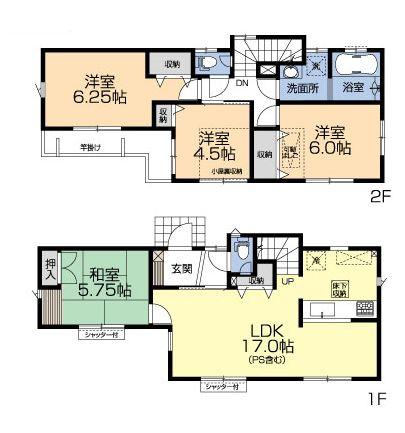 Floor plan. 55,800,000 yen, 4LDK, Land area 93.48 sq m , Building area 93.36 sq m