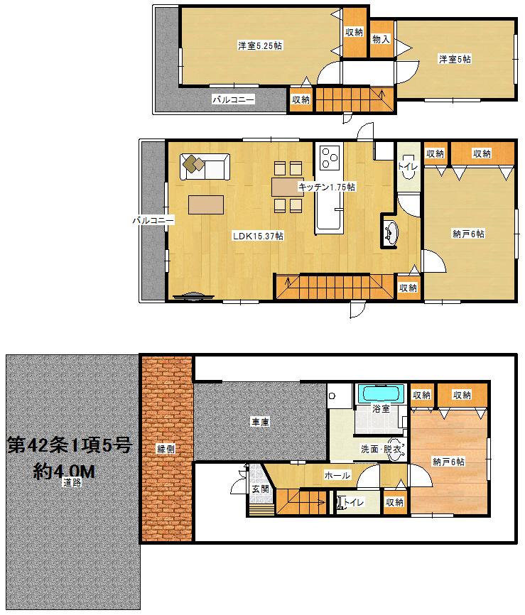 Floor plan. (1 Building), Price 46,800,000 yen, 3LDK, Land area 75 sq m , Building area 100.81 sq m