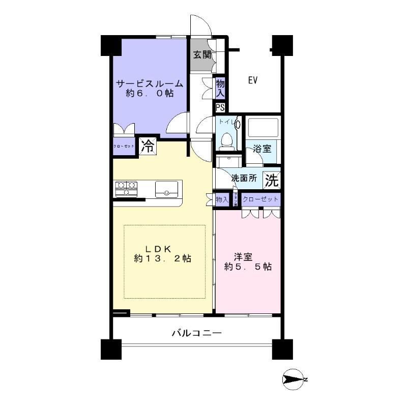 Floor plan. 1LDK + S (storeroom), Price 33,800,000 yen, Occupied area 54.64 sq m , Balcony area 10.79 sq m